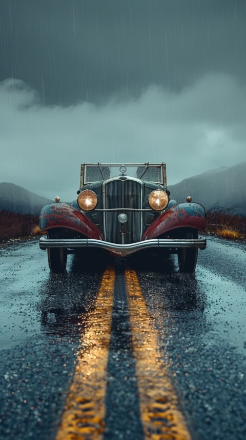 Classic Vintage Old Car On Road Aesthetics (61)