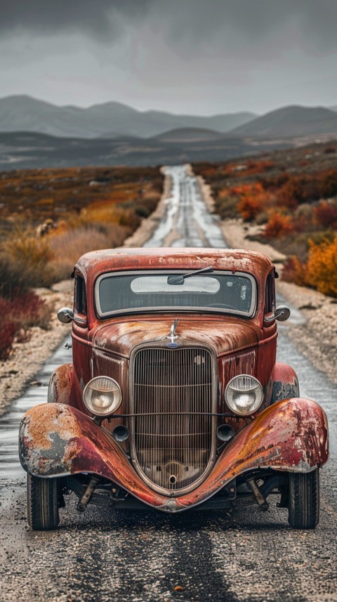Classic Vintage Old Car On Road Aesthetics (94)