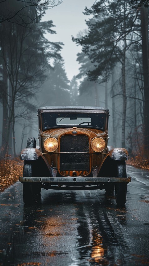 Classic Vintage Old Car On Road Aesthetics (90)