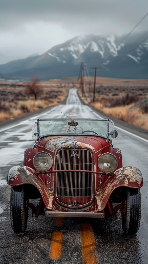 Classic Vintage Old Car On Road Aesthetics (81)