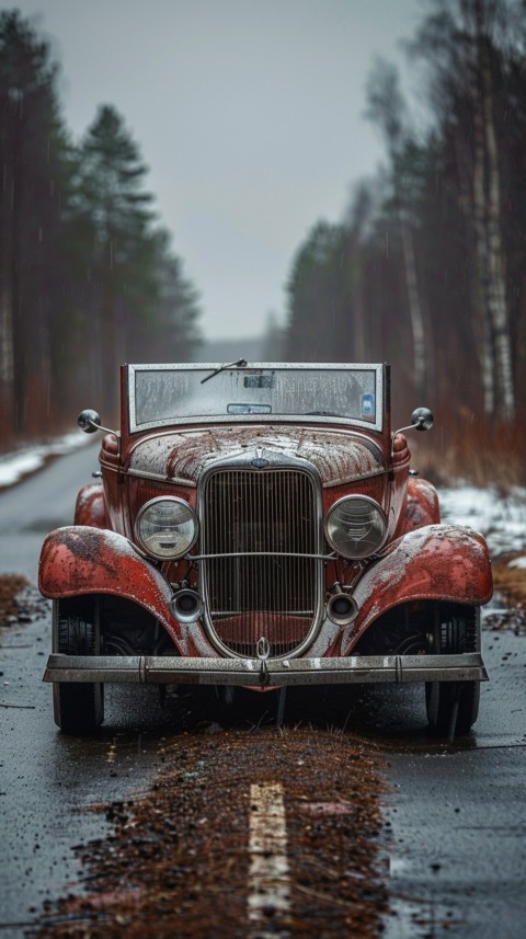 Classic Vintage Old Car On Road Aesthetics (71)