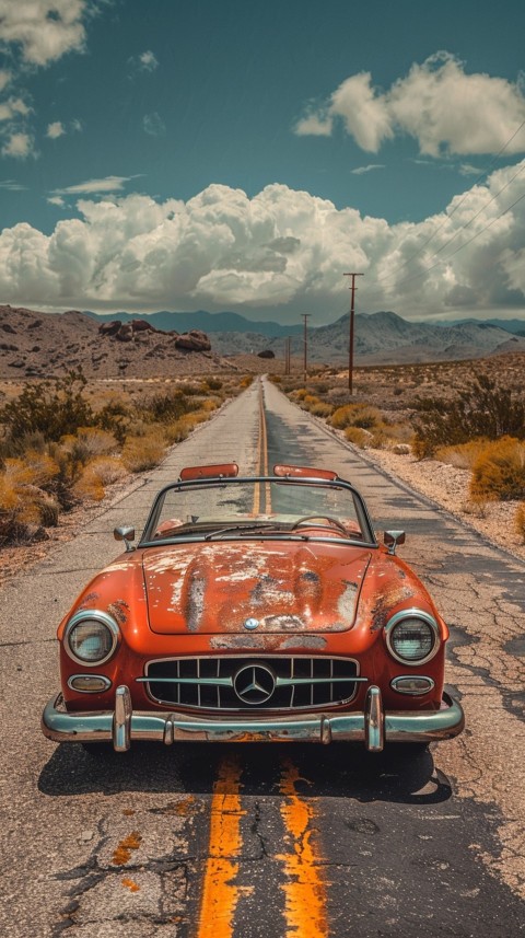 Classic Vintage Old Car On Road Aesthetics (69)