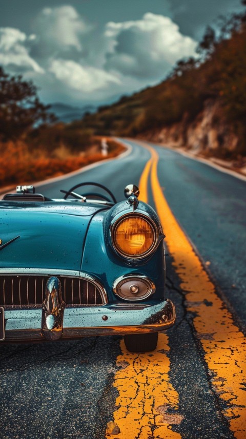 Classic Vintage Old Car On Road Aesthetics (99)