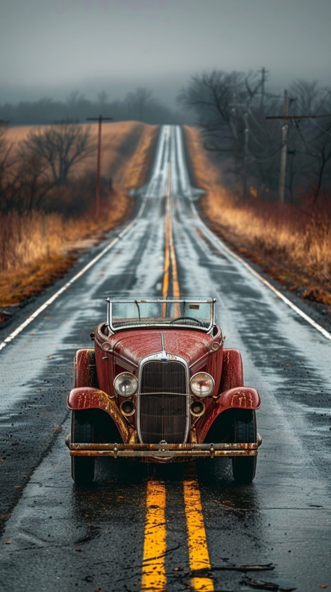 Classic Vintage Old Car On Road Aesthetics (125)
