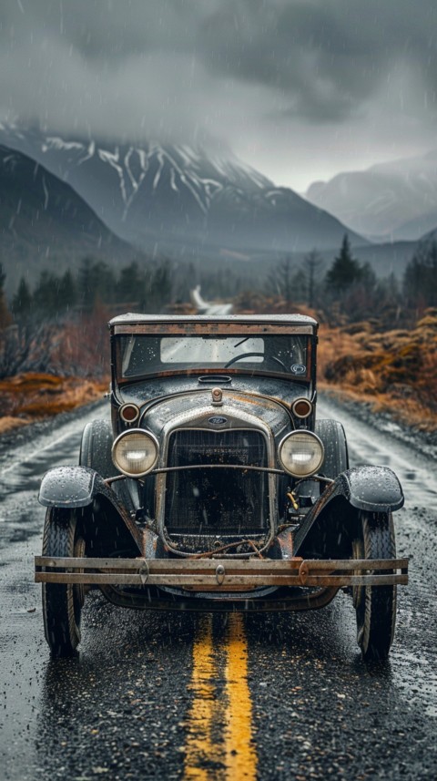 Classic Vintage Old Car On Road Aesthetics (149)