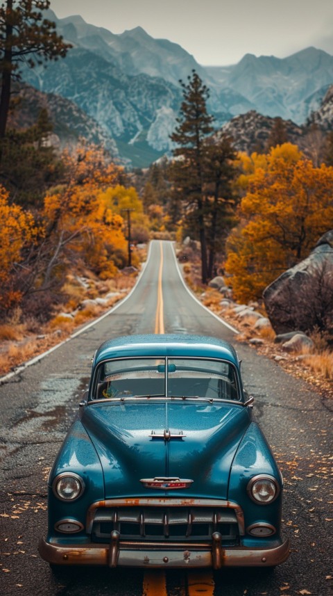Classic Vintage Old Car On Road Aesthetics (104)