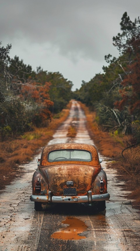 Classic Vintage Old Car On Road Aesthetics (180)