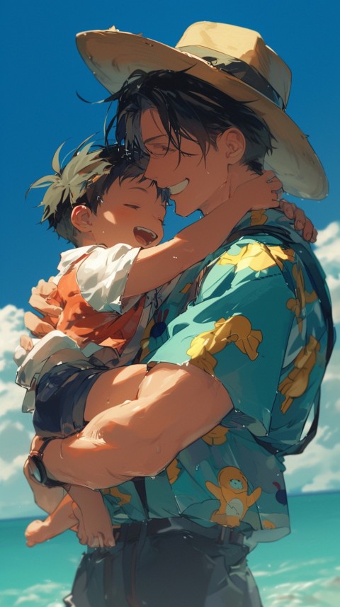 Anime Dad's Love Aesthetic Baby Daughter Son Father Kids (36)