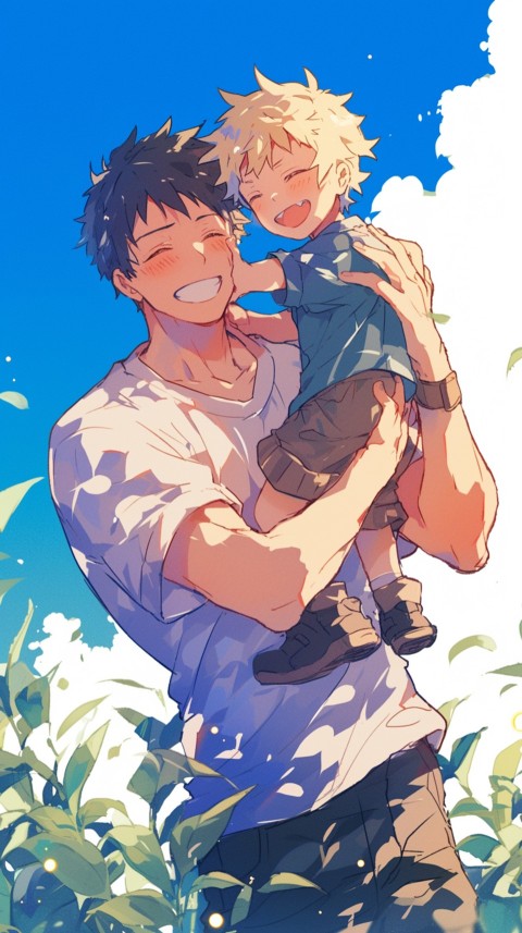Anime Dad's Love Aesthetic Baby Daughter Son Father Kids (15)
