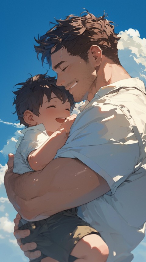 Anime Dad's Love Aesthetic Baby Daughter Son Father Kids (65)
