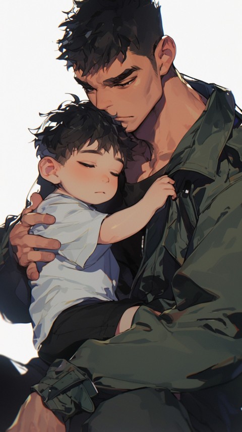 Anime Dad's Love Aesthetic Baby Daughter Son Father Kids (60)