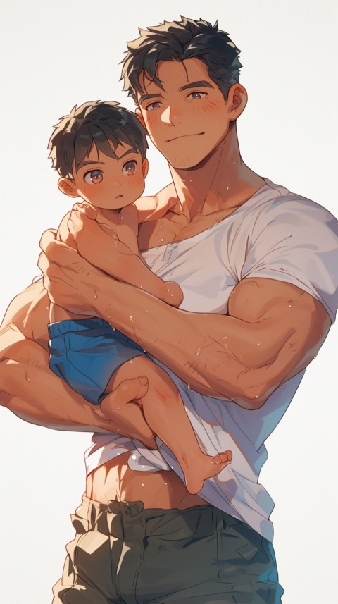 Anime Dad's Love Aesthetic Baby Daughter Son Father Kids (105)