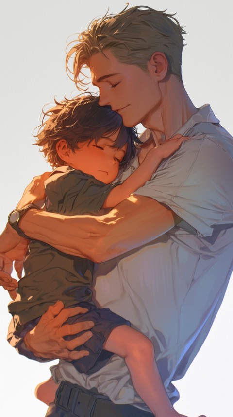 Anime Dad's Love Aesthetic Baby Daughter Son Father Kids (186)