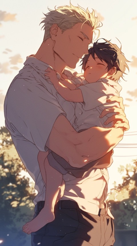 Anime Dad's Love Aesthetic Baby Daughter Son Father Kids (243)