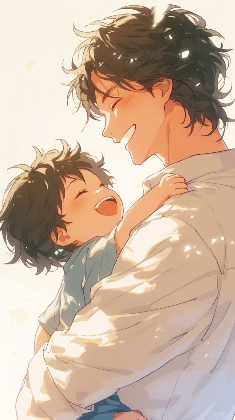 Anime Dad's Love Aesthetic Baby Daughter Son Father Kids (234)