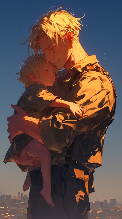 Anime Dad's Love Aesthetic Baby Daughter Son Father Kids (202)