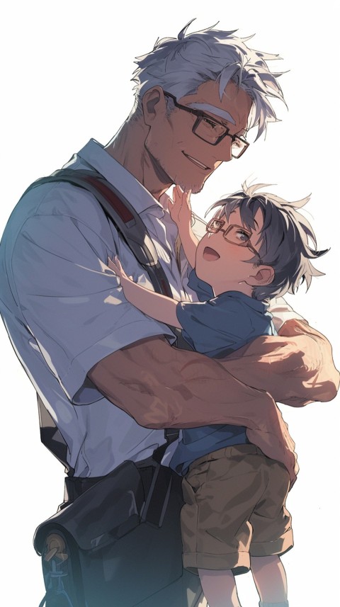 Anime Dad's Love Aesthetic Baby Daughter Son Father Kids (287)