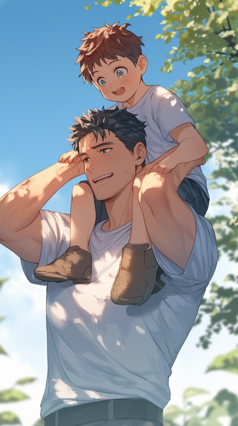 Anime Dad's Love Aesthetic Baby Daughter Son Father Kids (267)