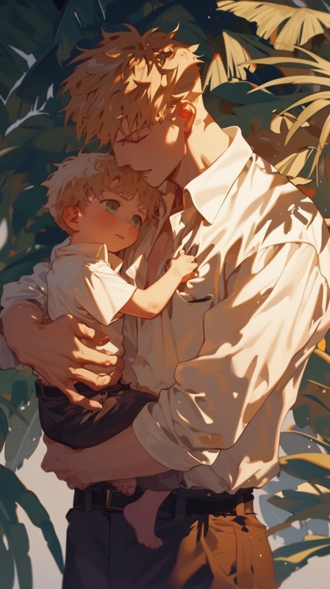 Anime Dad's Love Aesthetic Baby Daughter Son Father Kids (336)