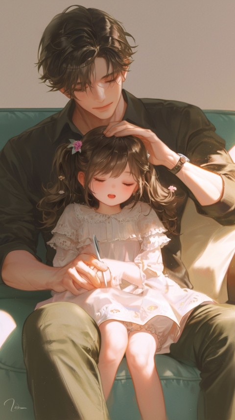Anime Dad's Love Aesthetic Baby Daughter Son Father Kids (333)