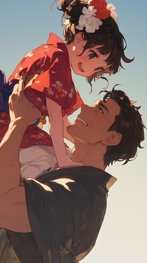 Anime Dad's Love Aesthetic Baby Daughter Son Father Kids (310)
