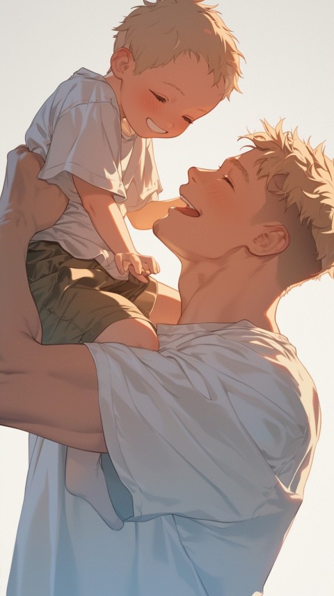Anime Dad's Love Aesthetic Baby Daughter Son Father Kids (343)