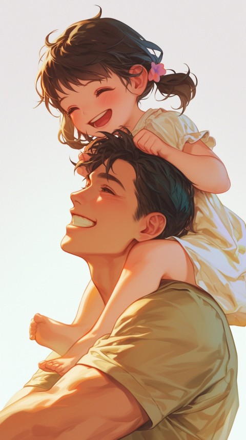 Anime Dad's Love Aesthetic Baby Daughter Son Father Kids (316)