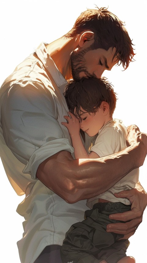 Anime Dad's Love Aesthetic Baby Daughter Son Father Kids (355)