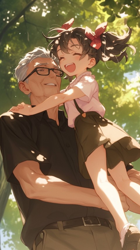 Anime Dad's Love Aesthetic Baby Daughter Son Father Kids (410)