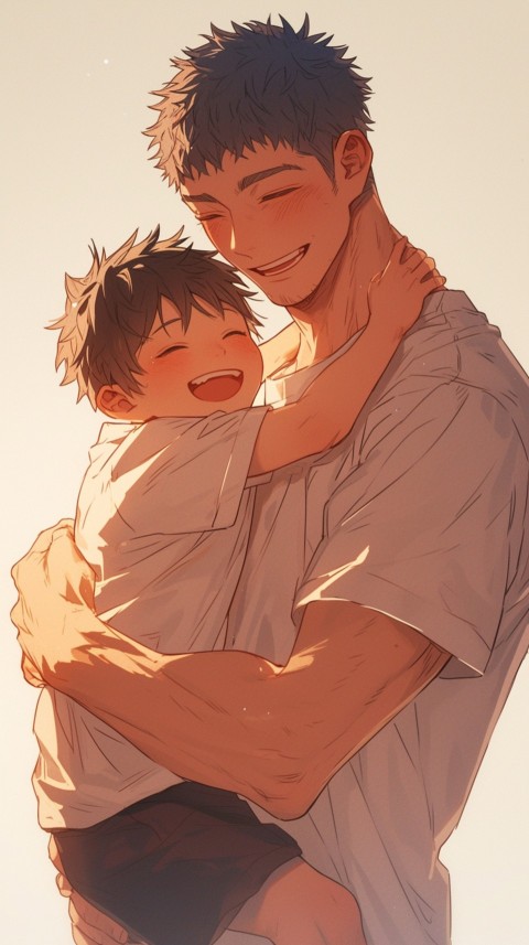 Anime Dad's Love Aesthetic Baby Daughter Son Father Kids (403)