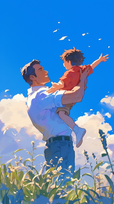 Anime Dad's Love Aesthetic Baby Daughter Son Father Kids (438)