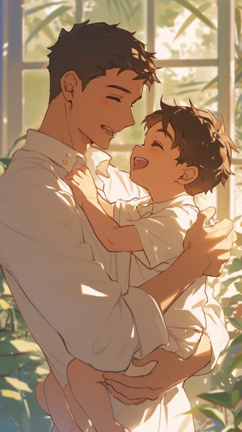 Anime Dad's Love Aesthetic Baby Daughter Son Father Kids (485)