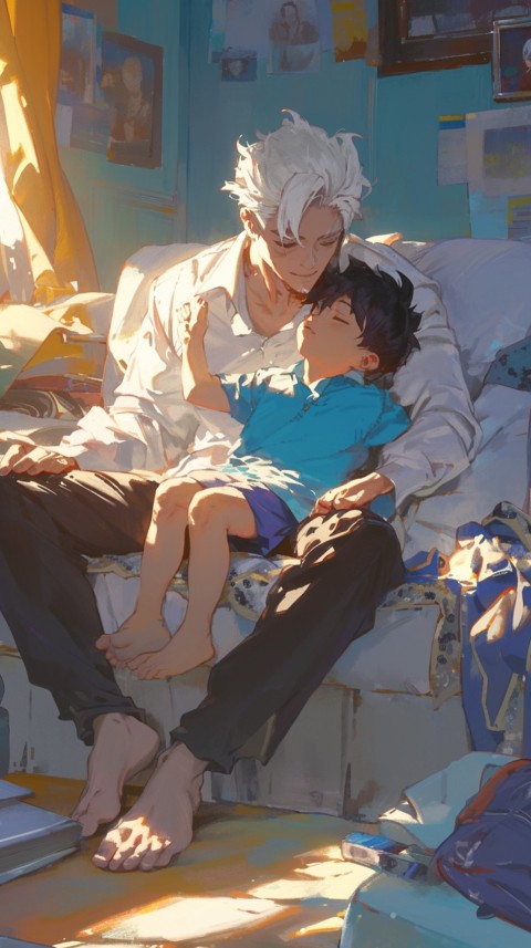 Anime Dad's Love Aesthetic Baby Daughter Son Father Kids (564)