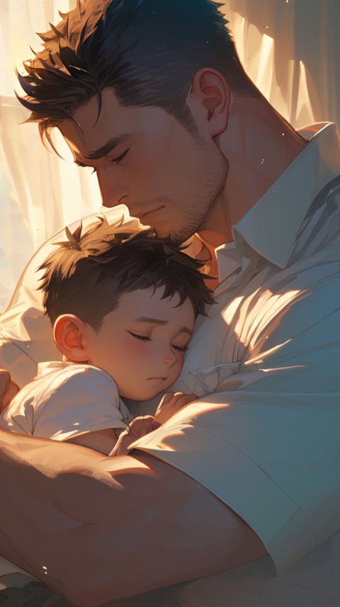 Anime Dad's Love Aesthetic Baby Daughter Son Father Kids (604)