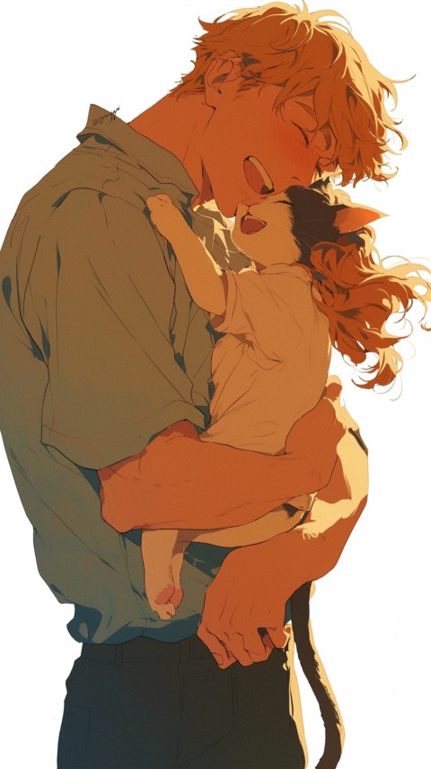 Anime Dad's Love Aesthetic Baby Daughter Son Father Kids (637)