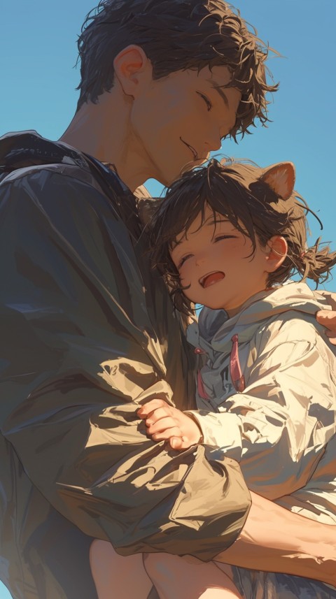 Anime Dad's Love Aesthetic Baby Daughter Son Father Kids (675)