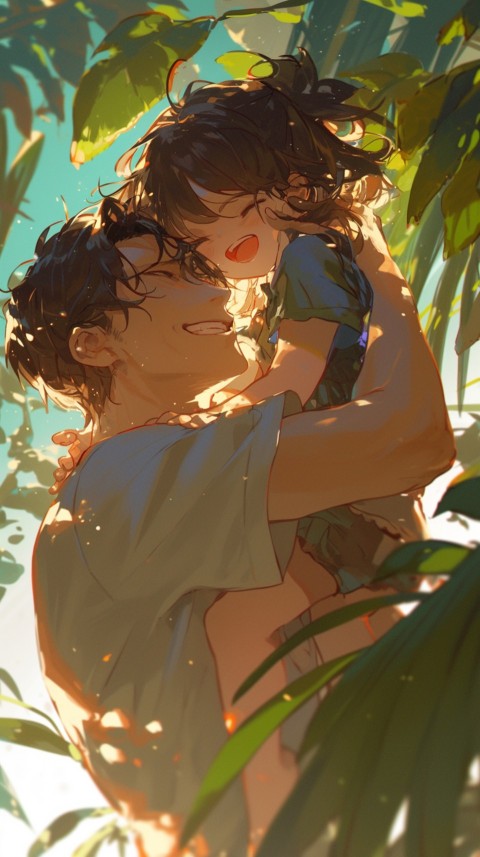 Anime Dad's Love Aesthetic Baby Daughter Son Father Kids (673)