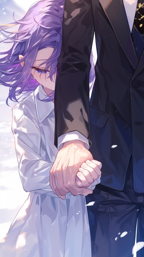 Anime Father Walking hand in Hand with Son Daughter Aesthetic (5)