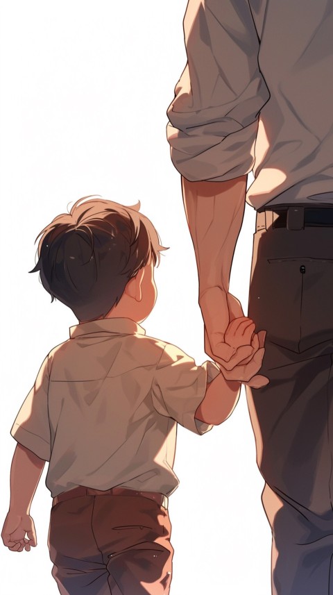 Anime Father Walking hand in Hand with Son Daughter Aesthetic (56)
