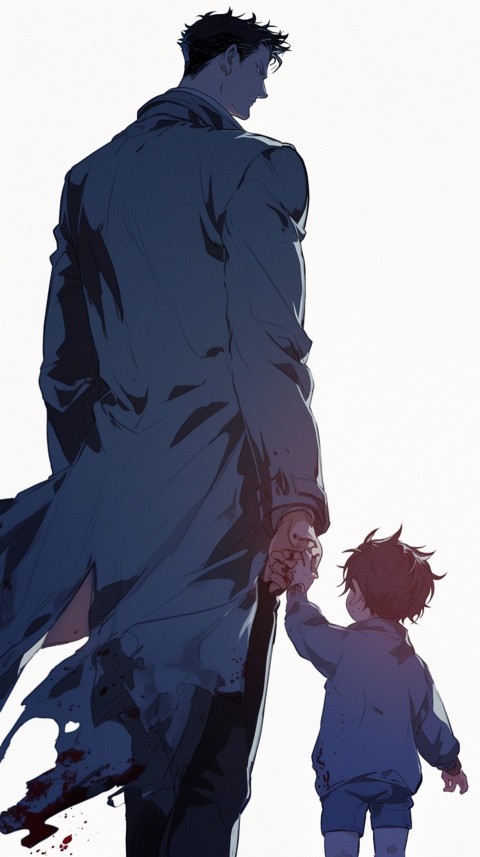 Anime Father Walking hand in Hand with Son Daughter Aesthetic (58)