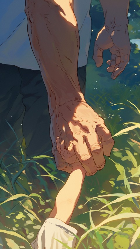Anime Father Walking hand in Hand with Son Daughter Aesthetic (54)