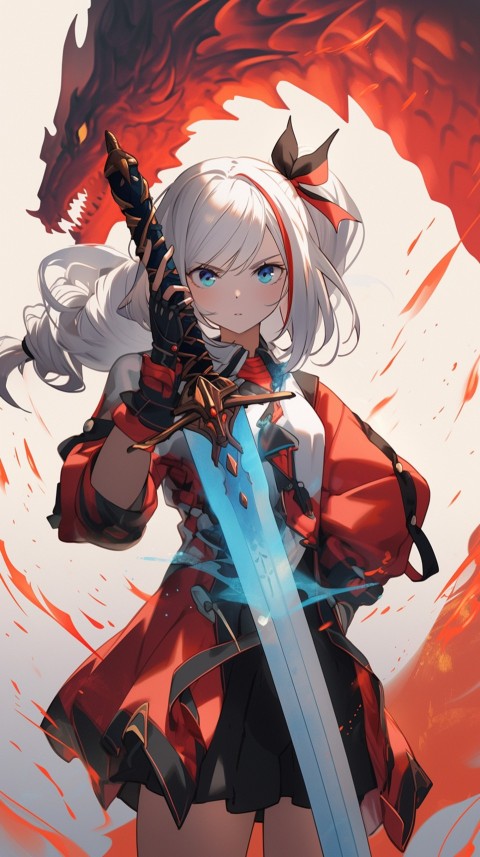 Anime Girl Holding a Sword Dragon Slayer Aesthetics (27)