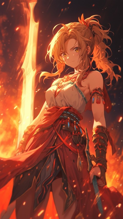 Anime Girl Holding a Sword Dragon Slayer Aesthetics (100)