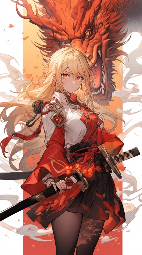 Anime Girl Holding a Sword Dragon Slayer Aesthetics (76)