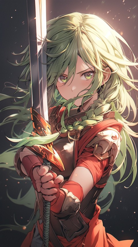 Anime Girl Holding a Sword Dragon Slayer Aesthetics (79)