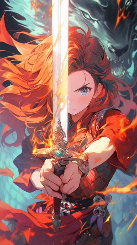 Anime Girl Holding a Sword Dragon Slayer Aesthetics (89)