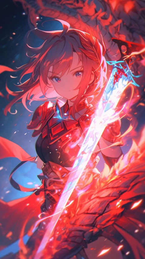 Anime Girl Holding a Sword Dragon Slayer Aesthetics (62)