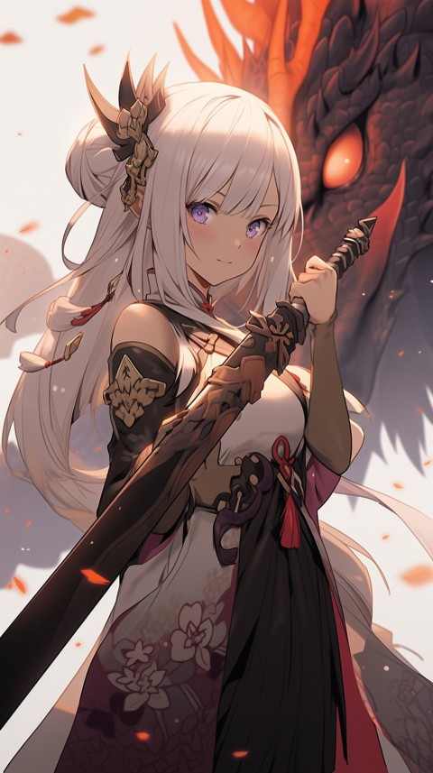Anime Girl Holding a Sword Dragon Slayer Aesthetics (138)