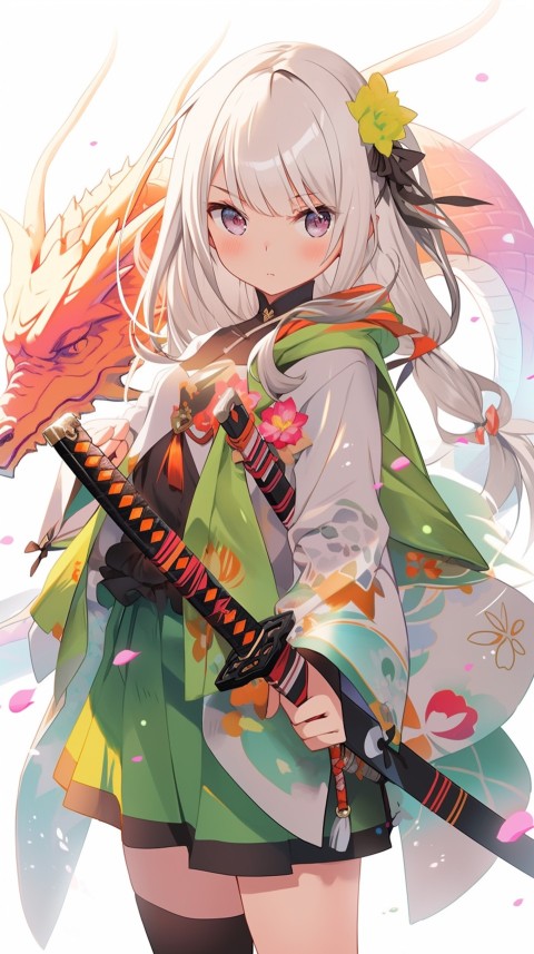 Anime Girl Holding a Sword Dragon Slayer Aesthetics (188)