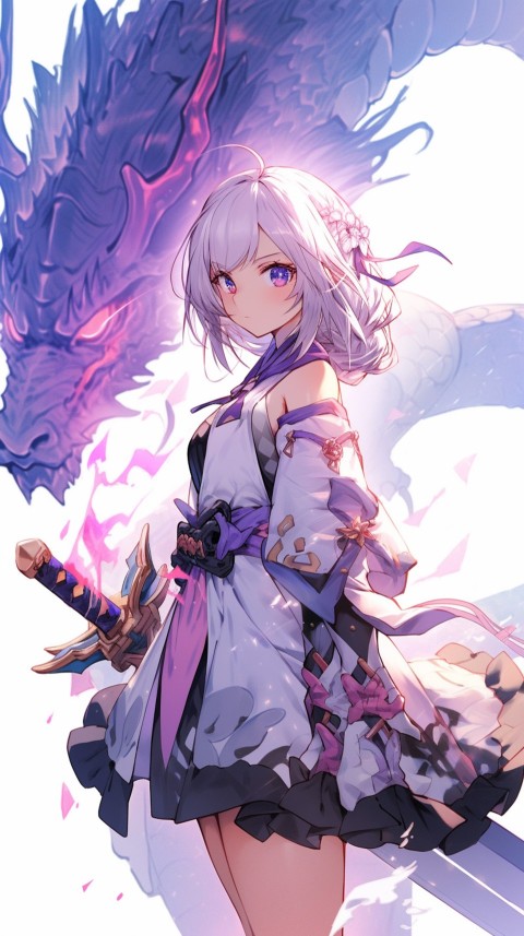 Anime Girl Holding a Sword Dragon Slayer Aesthetics (157)
